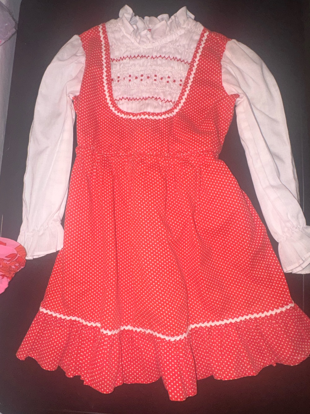 Vintage Polly Flinders  Red Polka Dot Girls Dress